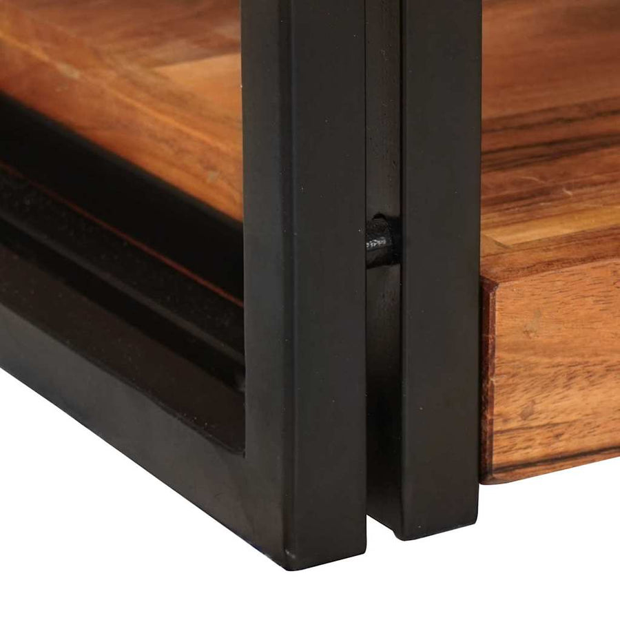 Nachtkastje 2 pcs Bruin en zwart Massief Hout Acacia