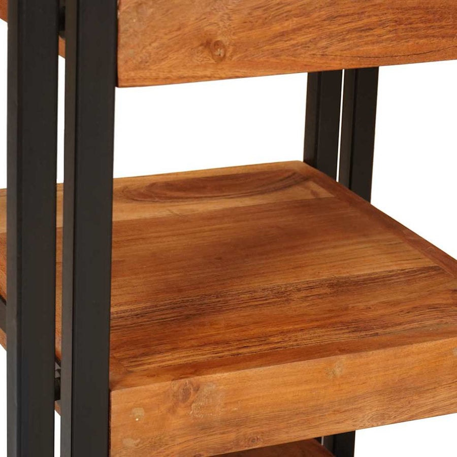 Nachtkastje 2 pcs Bruin en zwart Massief Hout Acacia