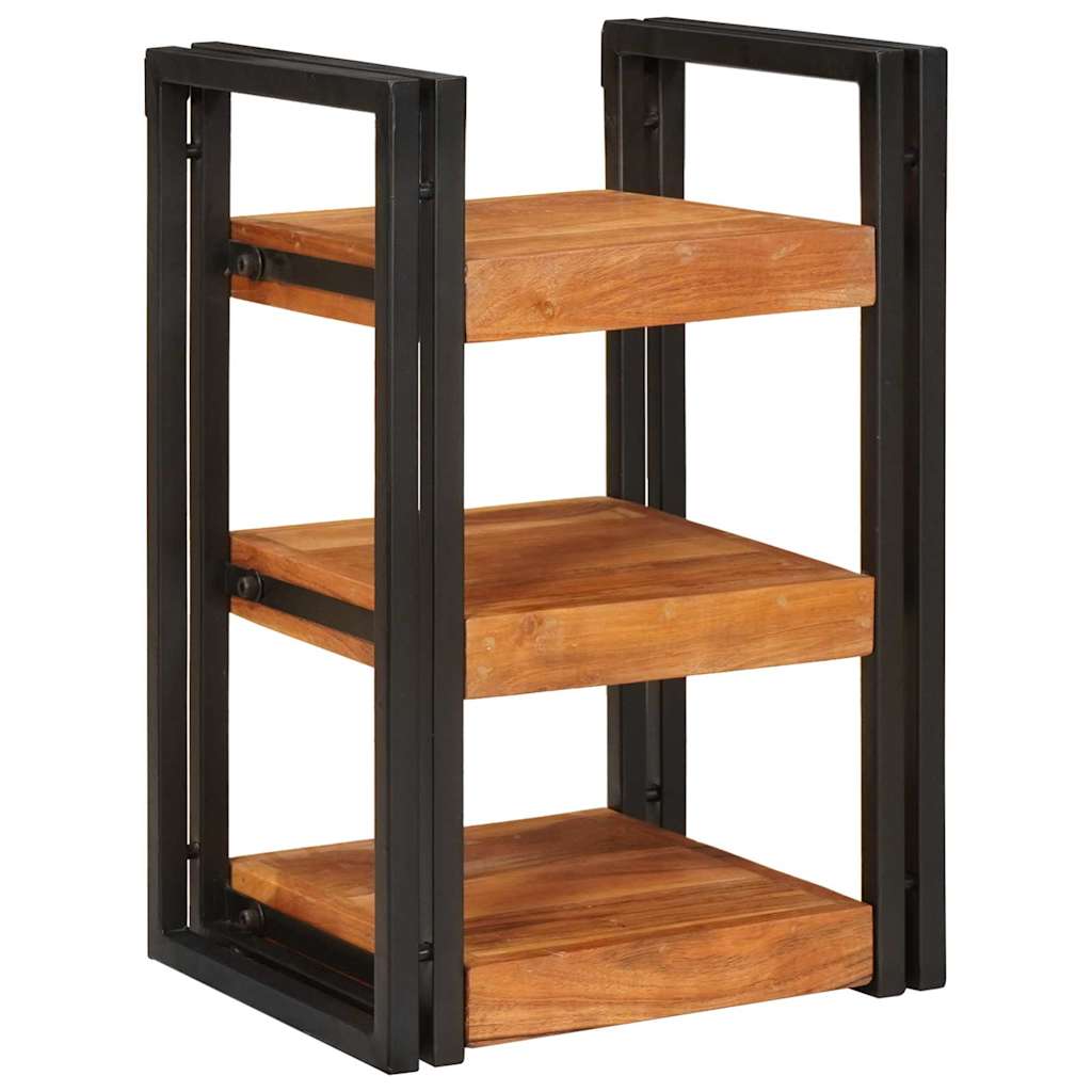 Nachtkastje 2 pcs Bruin en zwart Massief Hout Acacia