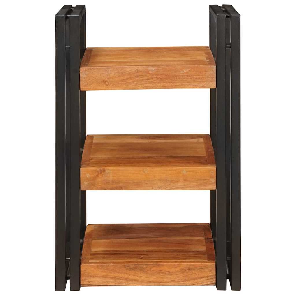 Nachtkastje 2 pcs Bruin en zwart Massief Hout Acacia