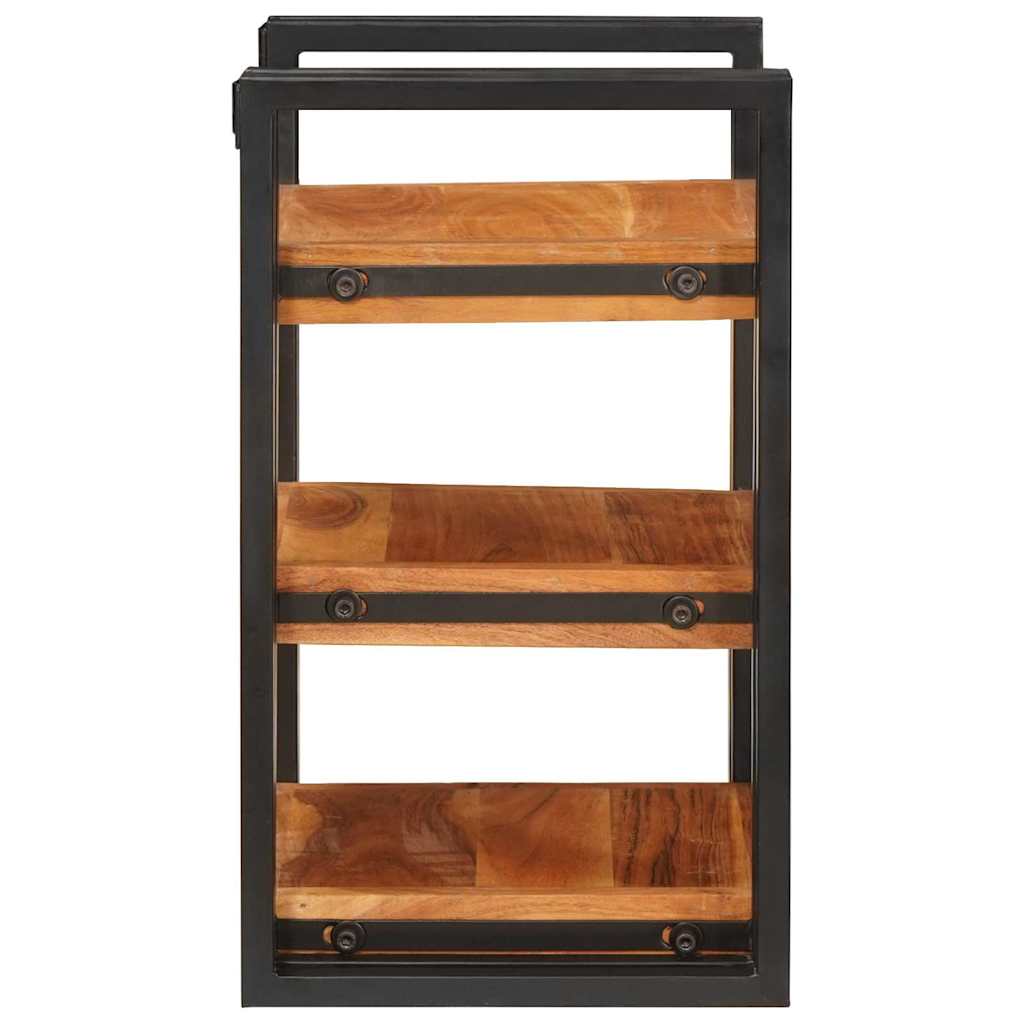 Nachtkastje 2 pcs Bruin en zwart Massief Hout Acacia