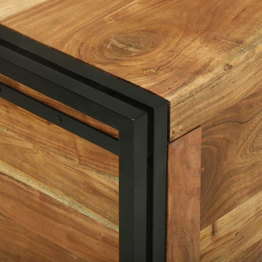 Opbergbox Bruin en zwart 50 x 50 x 50 cm Massief Acaciahout