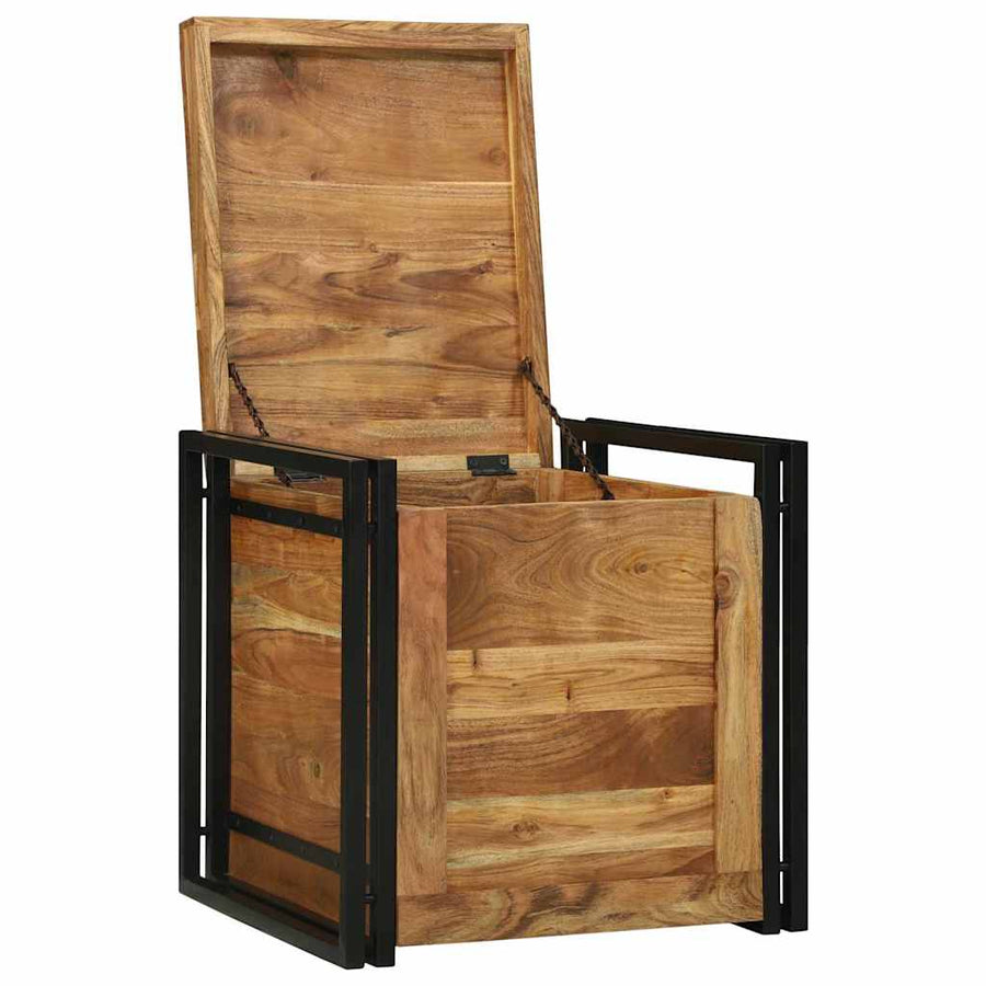 Opbergbox Bruin en zwart 50 x 50 x 50 cm Massief Acaciahout