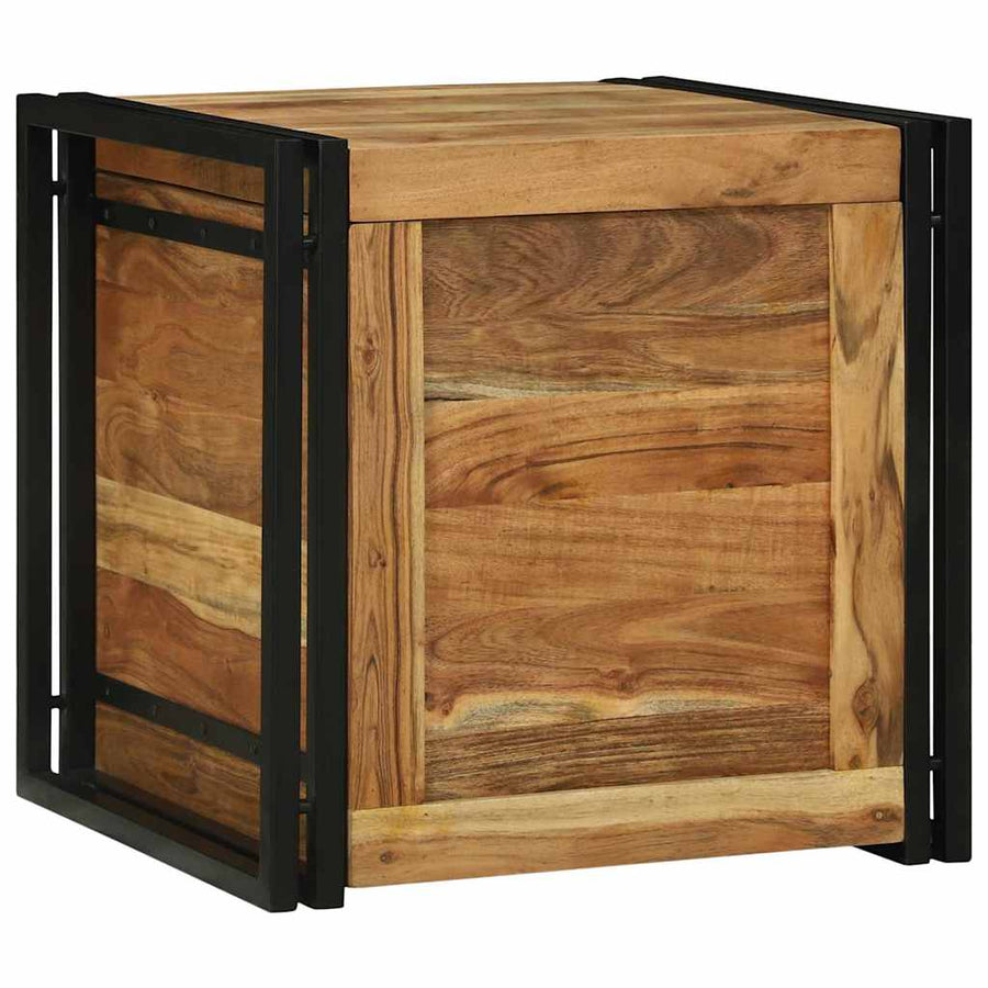 Opbergbox Bruin en zwart 50 x 50 x 50 cm Massief Acaciahout