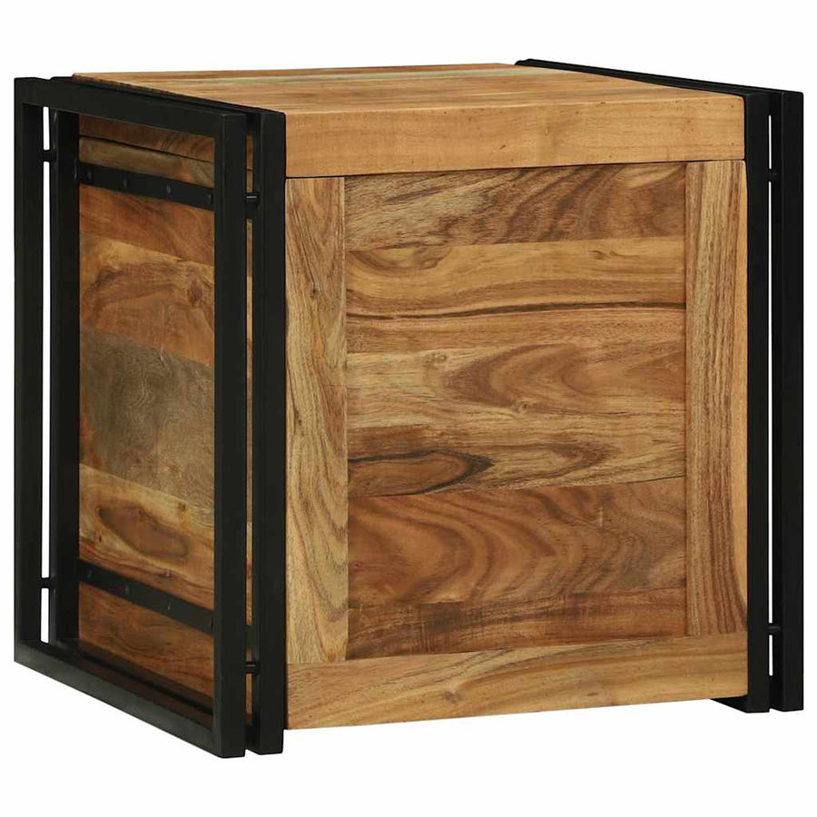 Opbergbox Bruin en zwart 50 x 50 x 50 cm Massief Acaciahout
