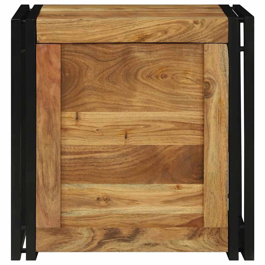 Opbergbox Bruin en zwart 50 x 50 x 50 cm Massief Acaciahout