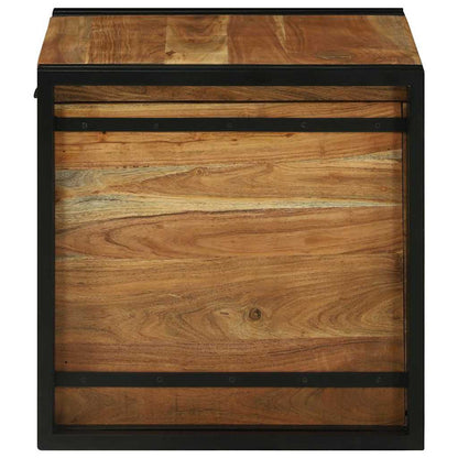 Opbergbox Bruin en zwart 50 x 50 x 50 cm Massief Acaciahout