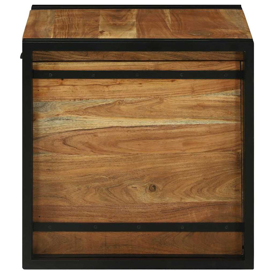 Opbergbox Bruin en zwart 50 x 50 x 50 cm Massief Acaciahout