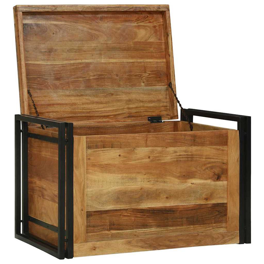 Opbergbox met opslag Bruin en zwart 80 x 50 x 50 cm Acaciahout