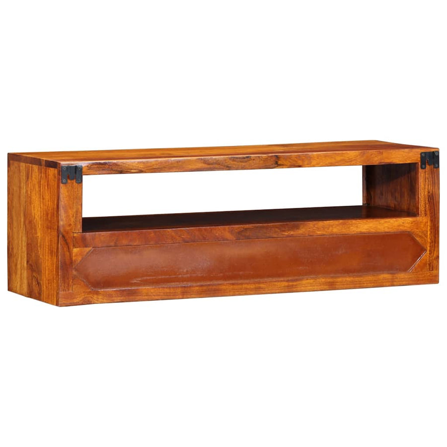 Tv-Wandmeubel 90X30X30 Massief Acaciahout Meerkleurig
