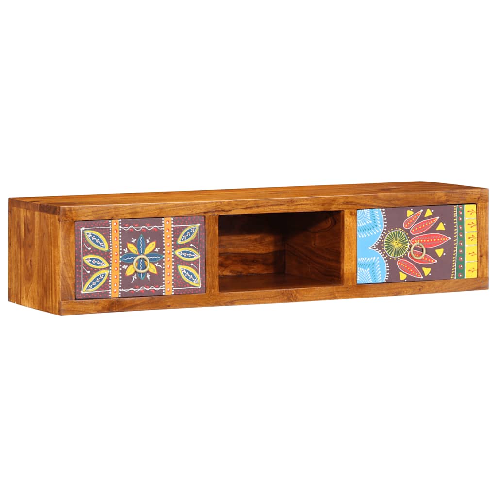 Tv-wandmeubel 100x30x22 massief acaciahout meerkleurig