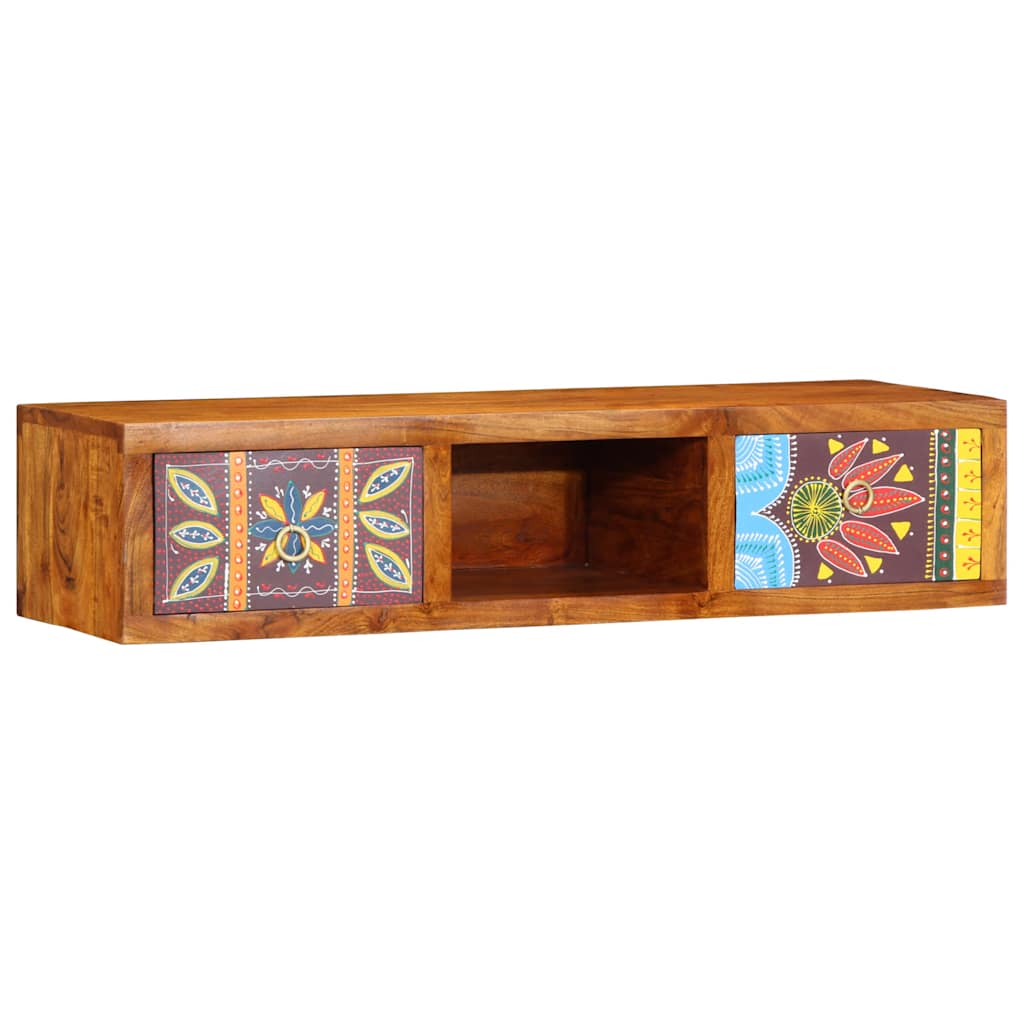 Tv-wandmeubel 100x30x22 massief acaciahout meerkleurig