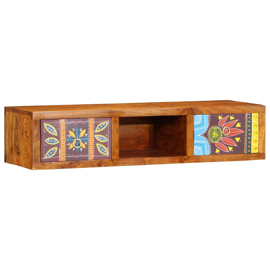 Tv-wandmeubel 100x30x22 massief acaciahout meerkleurig