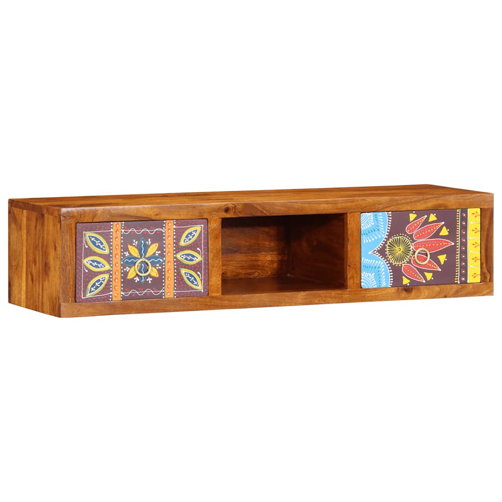 Tv-wandmeubel 100x30x22 massief acaciahout meerkleurig