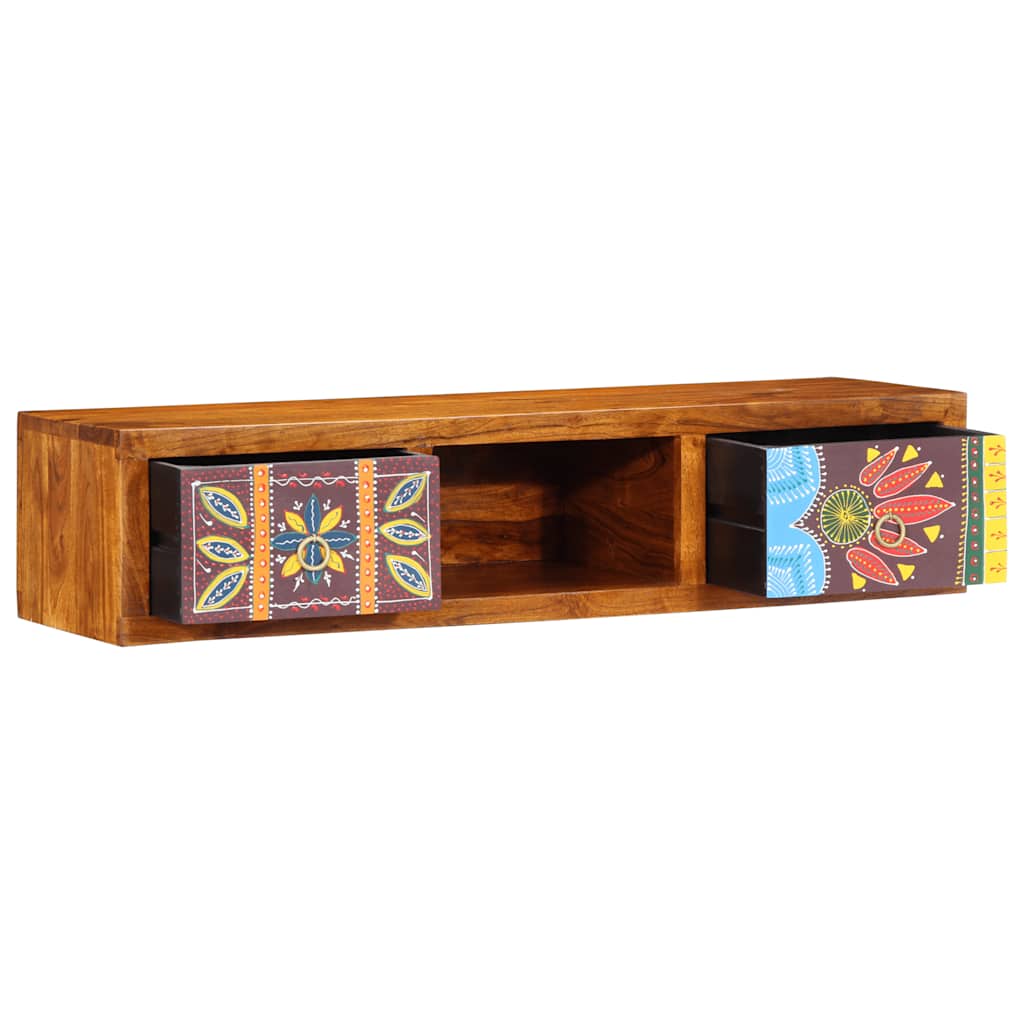 Tv-wandmeubel 100x30x22 massief acaciahout meerkleurig
