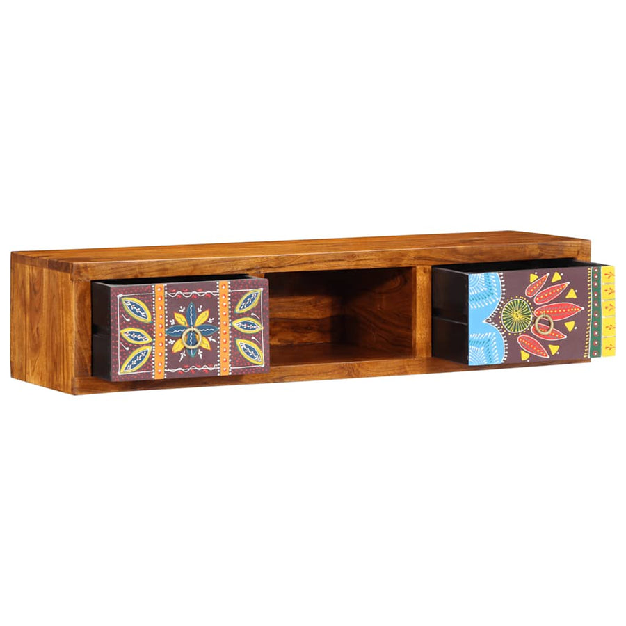 Tv-wandmeubel 100x30x22 massief acaciahout meerkleurig