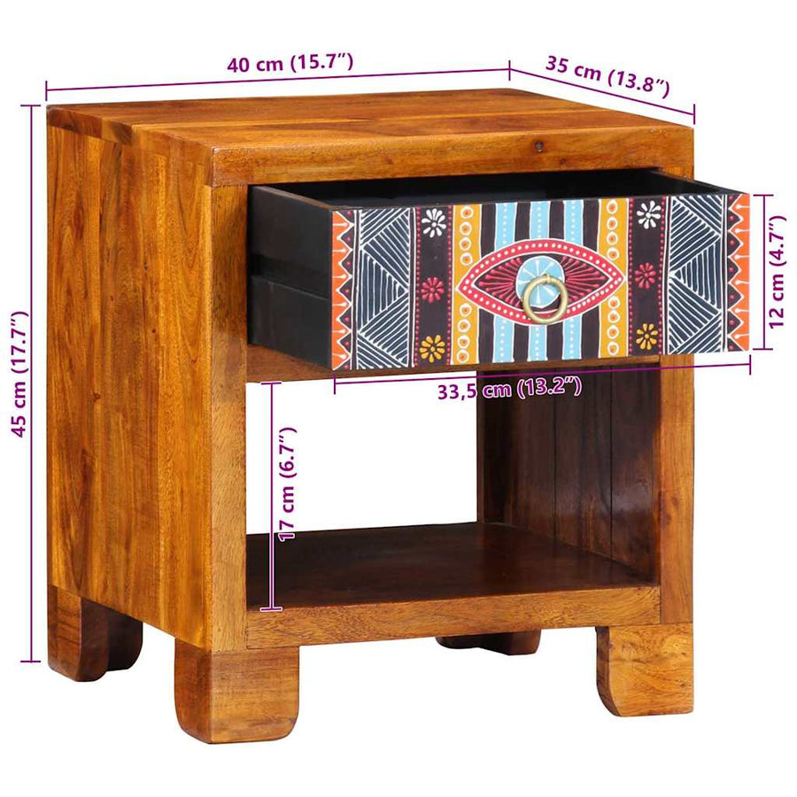 Dressoir met lade Multikleur 40 x 35 x 45 cm Massief acaciahout