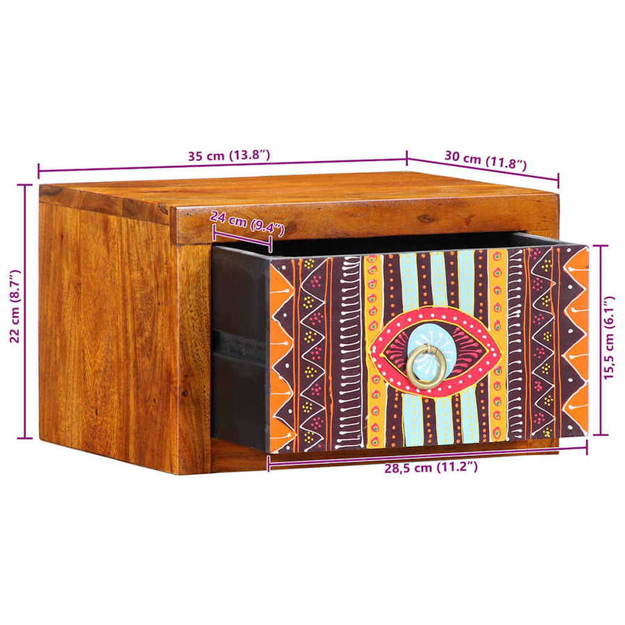 Nachtkastje met lade Bruin, multicolor 35 x 30 x 22 cm