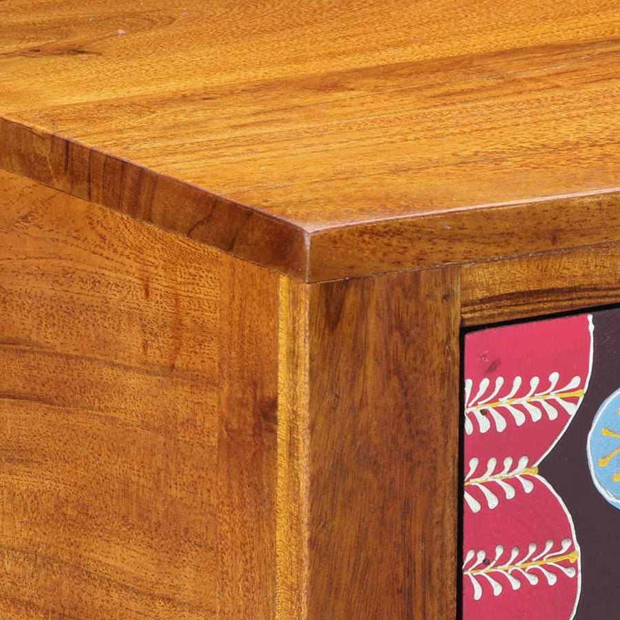 Florale Einde Tafel met lade met opslag Bruin 35 x 35 x 75 cm