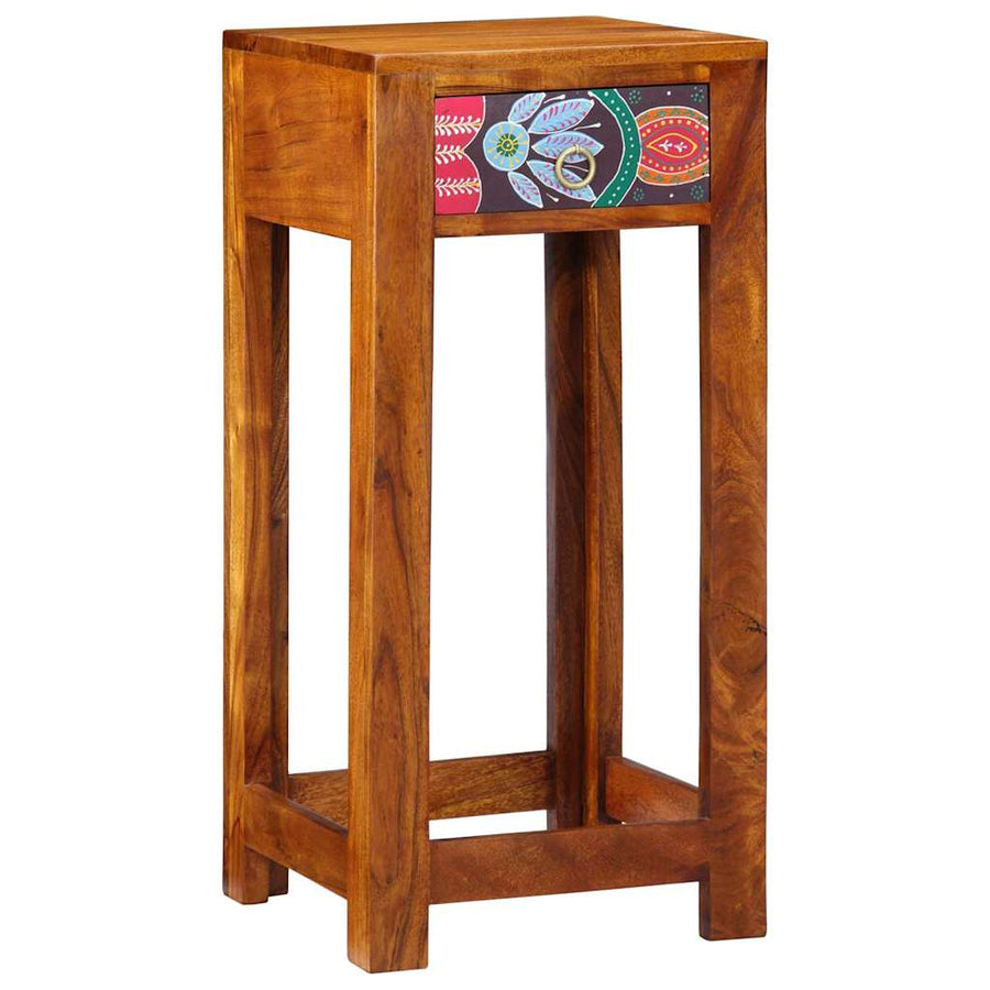 Florale Einde Tafel met lade met opslag Bruin 35 x 35 x 75 cm