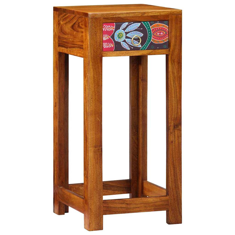 Florale Einde Tafel met lade met opslag Bruin 35 x 35 x 75 cm