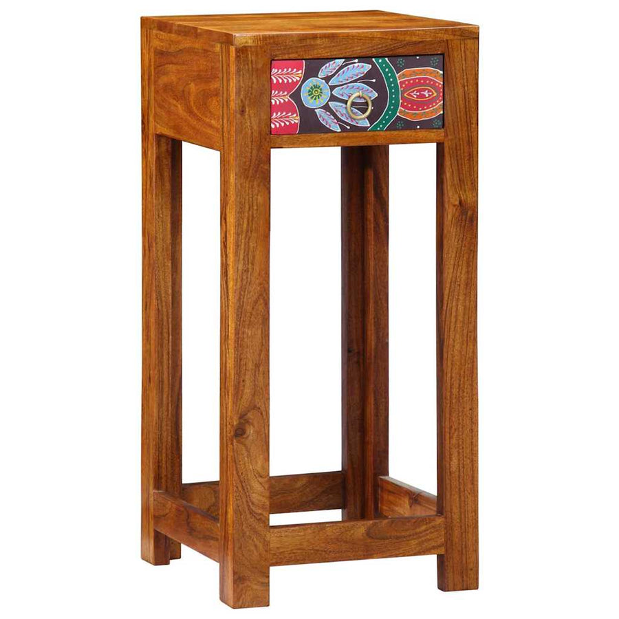 Florale Einde Tafel met lade met opslag Bruin 35 x 35 x 75 cm
