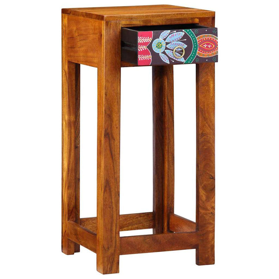 Florale Einde Tafel met lade met opslag Bruin 35 x 35 x 75 cm