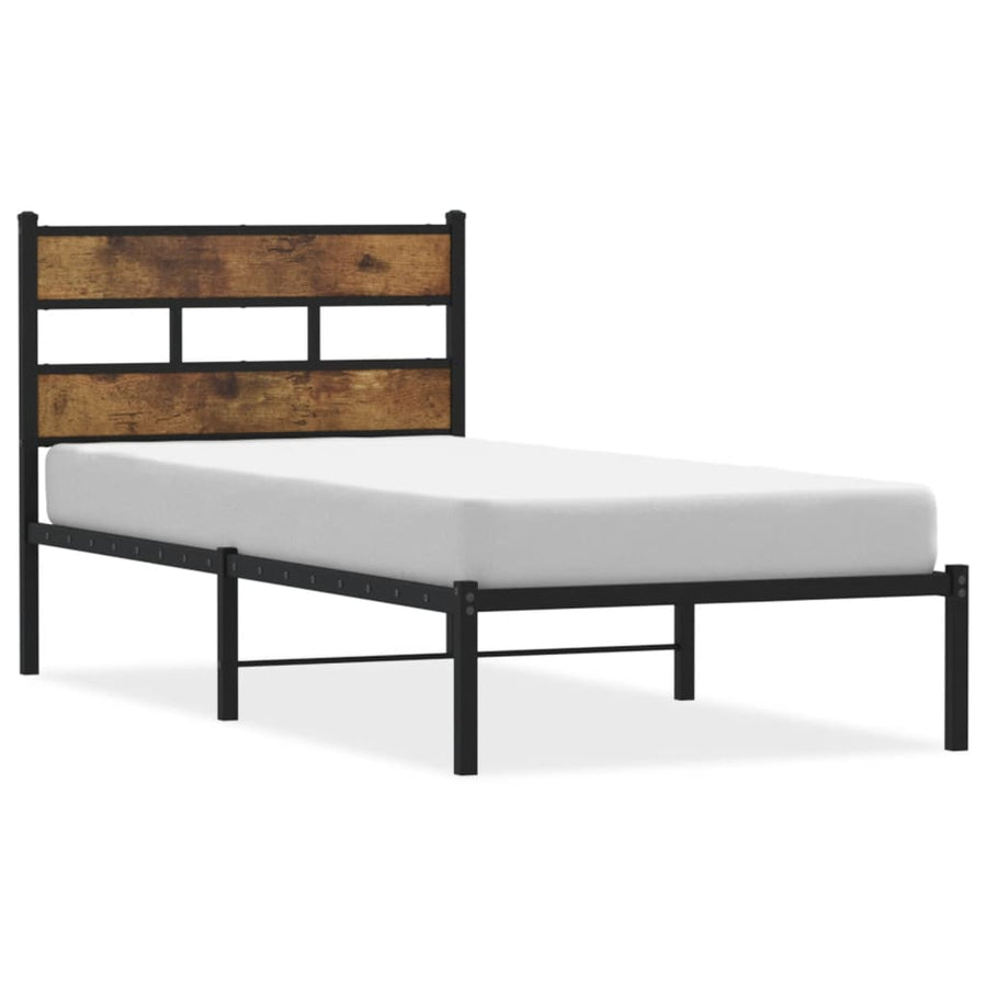 Bedframe zonder matras metaal gerookt eikenkleurig 80x200 cm