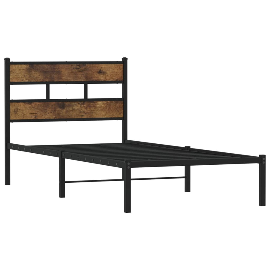 Bedframe zonder matras metaal gerookt eikenkleurig 80x200 cm