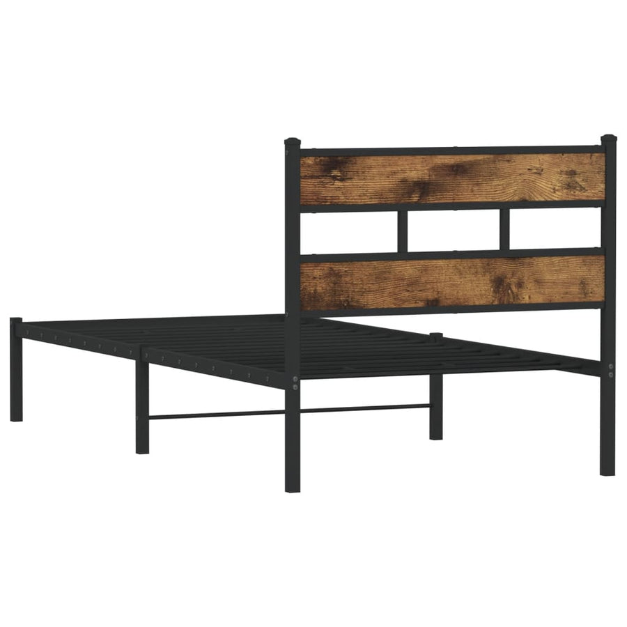 Bedframe zonder matras metaal gerookt eikenkleurig 80x200 cm