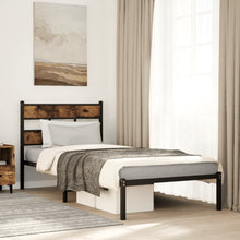 Bedframe zonder matras metaal gerookt eikenkleurig 80x200 cm