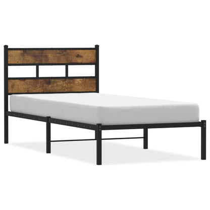 Bedframe zonder matras metaal gerookt eikenkleurig 100x190 cm