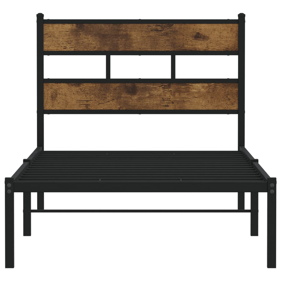 Bedframe zonder matras metaal gerookt eikenkleurig 100x200 cm