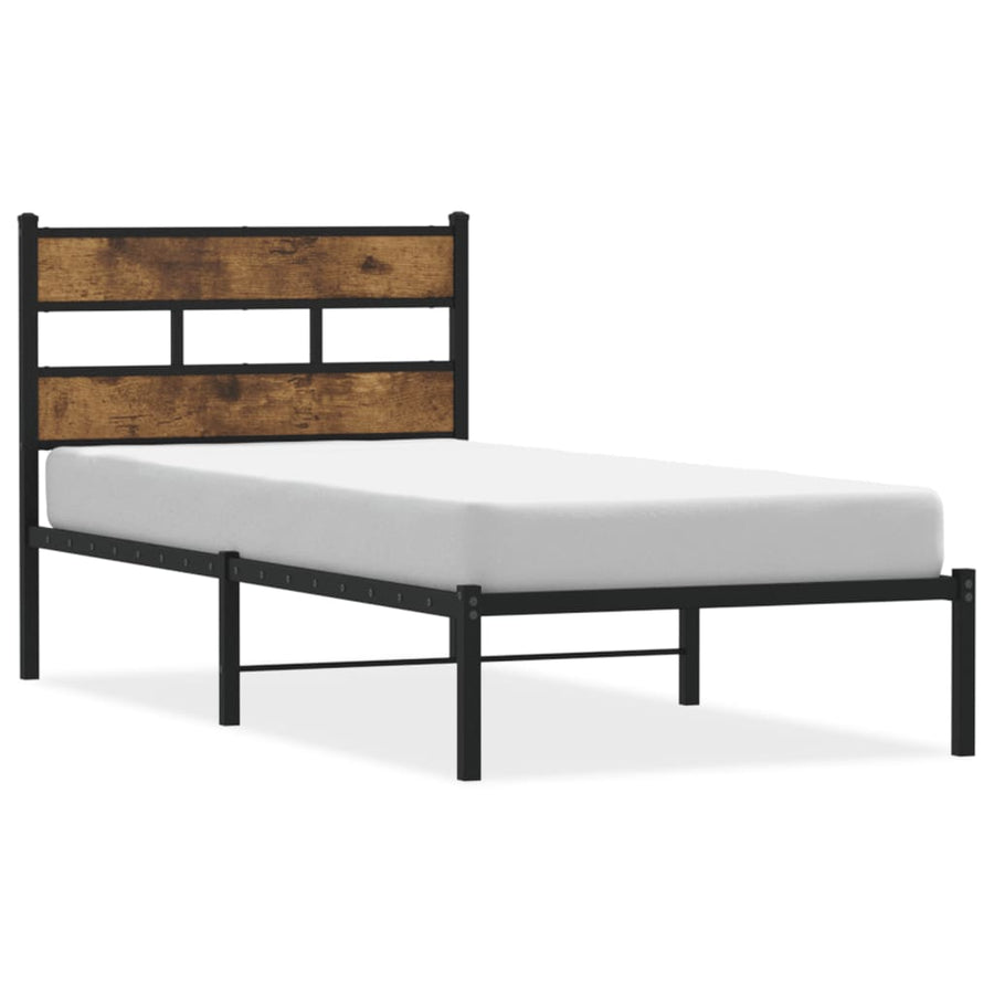 Bedframe zonder matras metaal gerookt eikenkleurig 107x203 cm