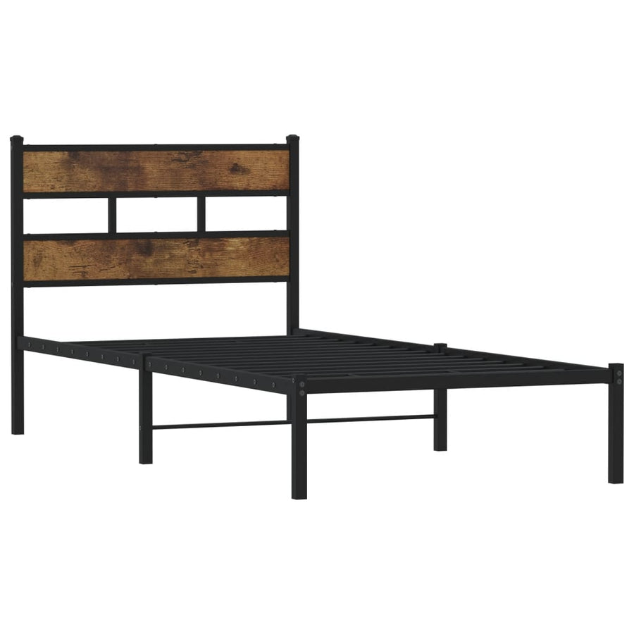 Bedframe zonder matras metaal gerookt eikenkleurig 107x203 cm