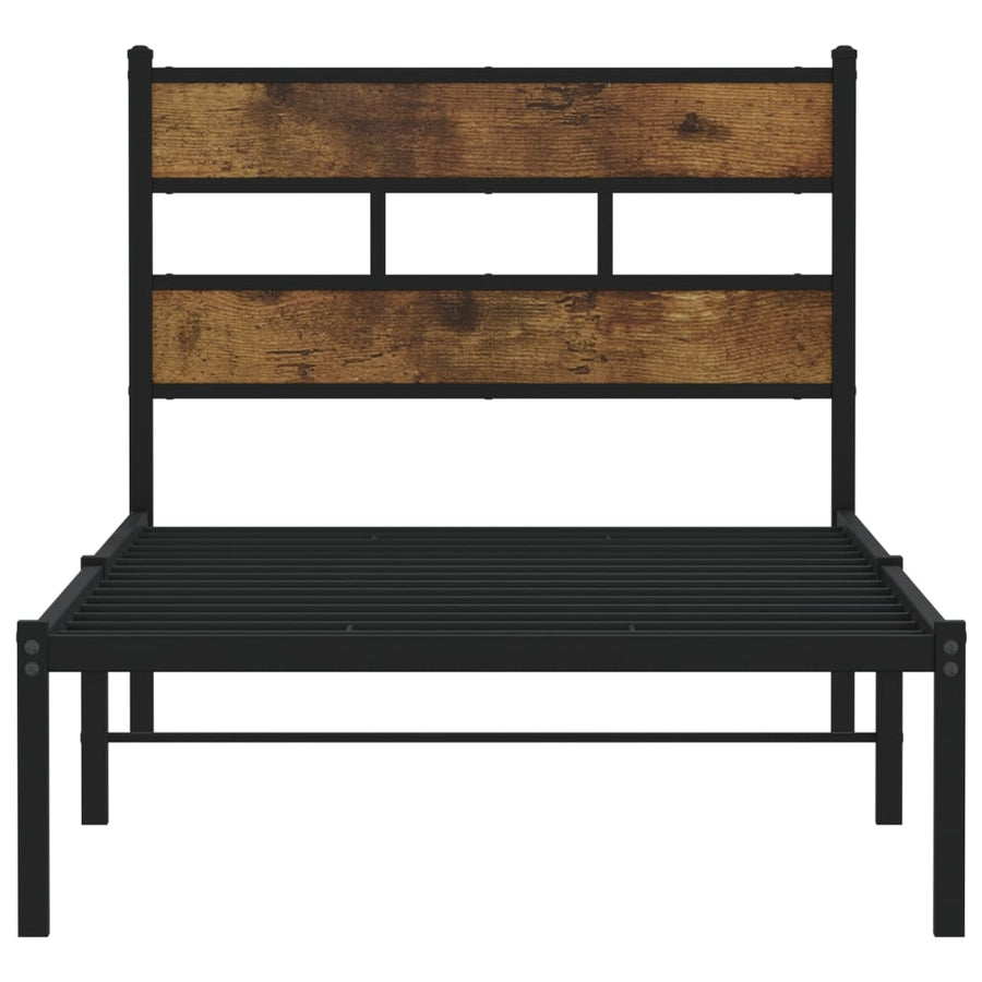 Bedframe zonder matras metaal gerookt eikenkleurig 107x203 cm