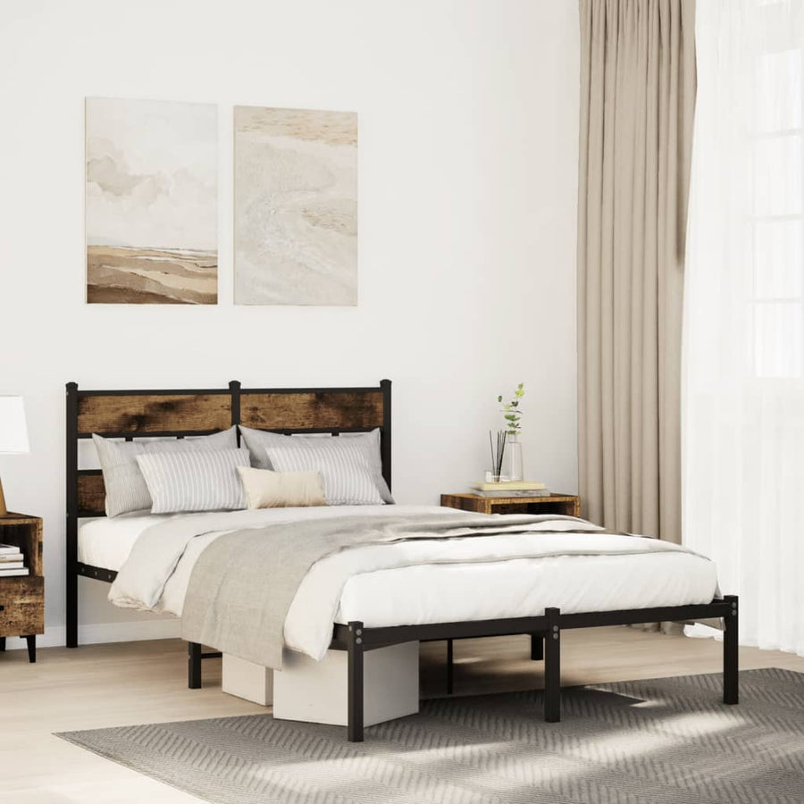 Bedframe zonder matras metaal gerookt eikenkleurig 120x200 cm