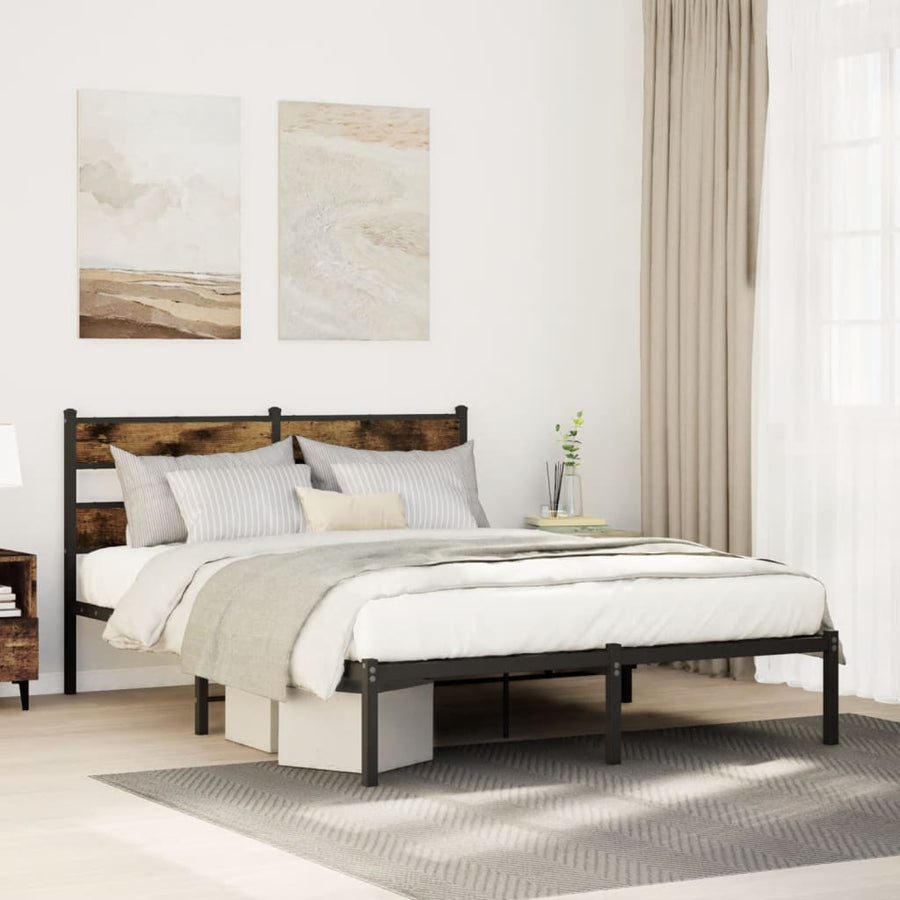 Bedframe zonder matras metaal gerookt eikenkleurig 140x190 cm