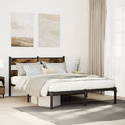 Bed frame without mattress metal smoked oak-colored 140x200 cm