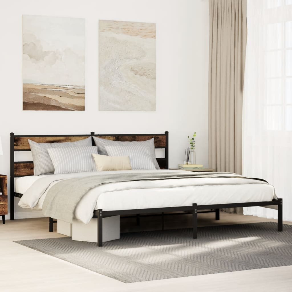 Bedframe zonder matras metaal gerookt eikenkleurig 180x200 cm