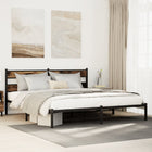 Bed frame without mattress smoked oak-coloured metal 183x213 cm