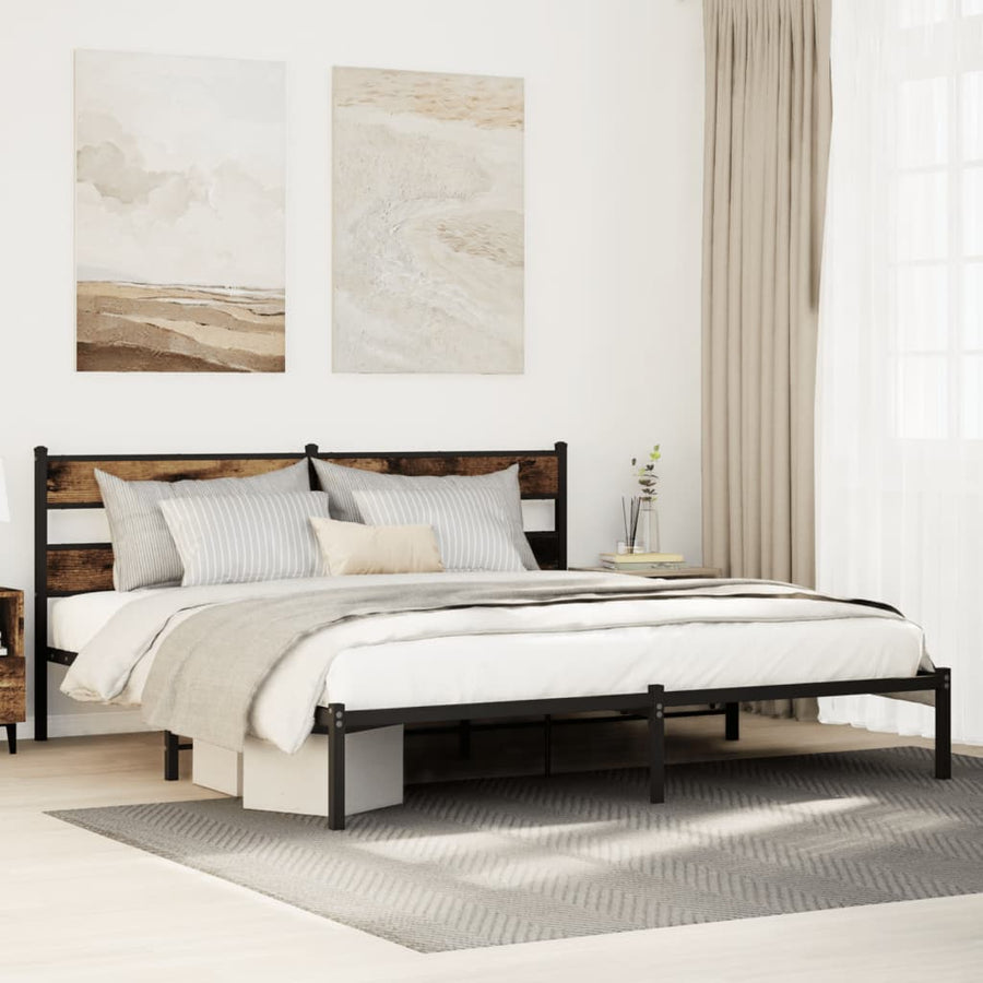 Bedframe zonder matras metaal gerookt eikenkleurig 183x213 cm