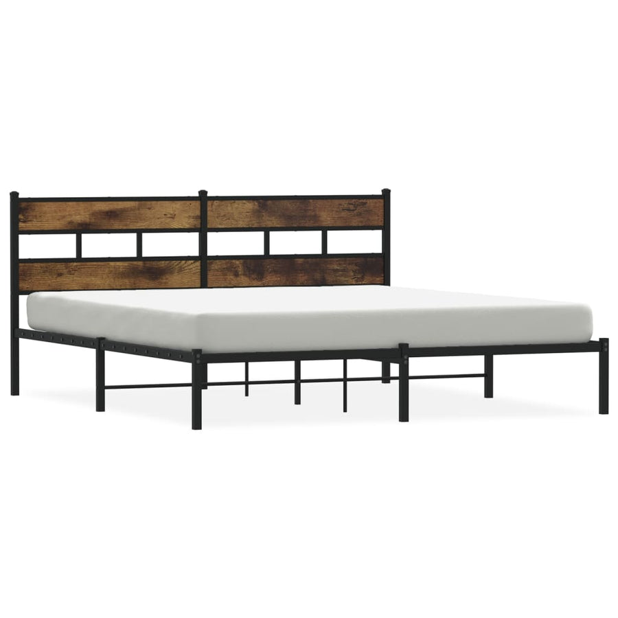 Bedframe zonder matras metaal gerookt eikenkleurig 193x203 cm