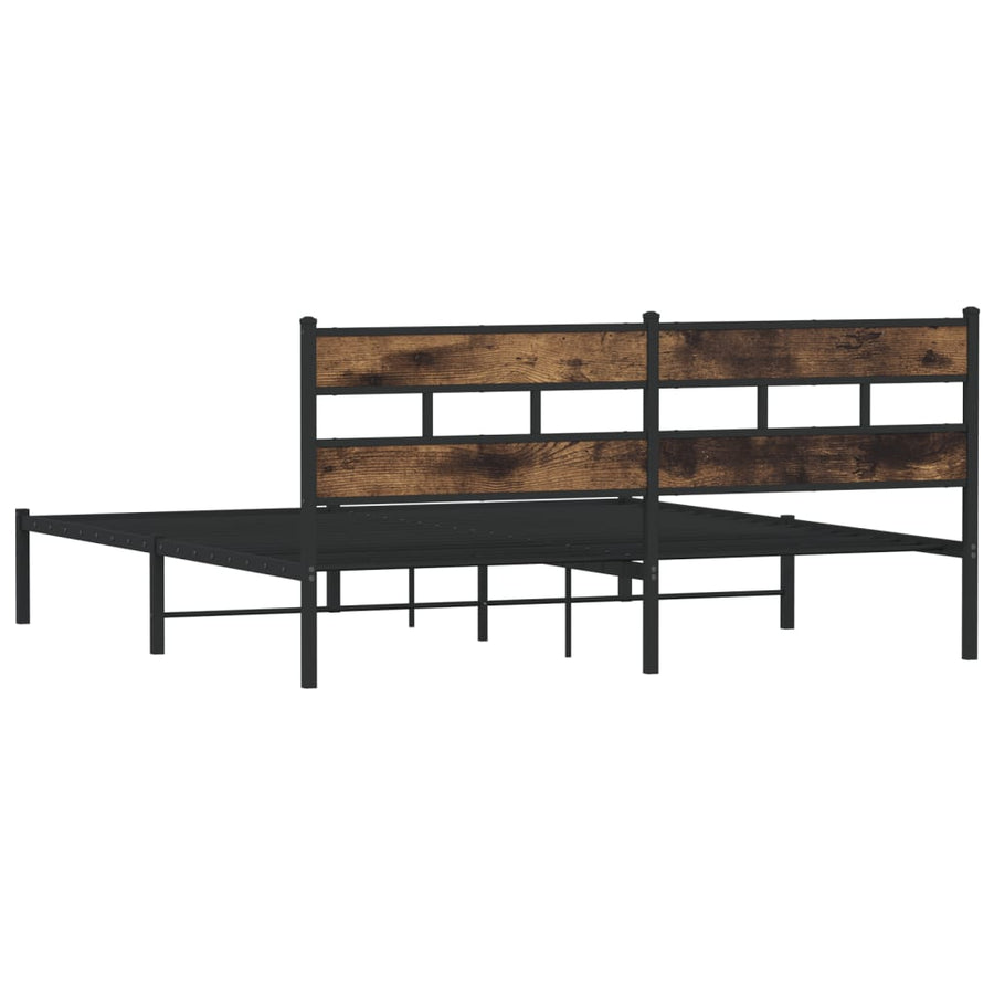 Bedframe zonder matras metaal gerookt eikenkleurig 193x203 cm