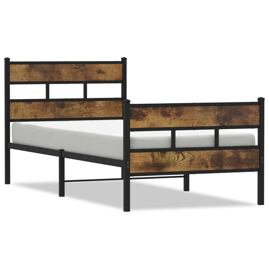 Bedframe zonder matras metaal gerookt eikenkleurig 75x190 cm