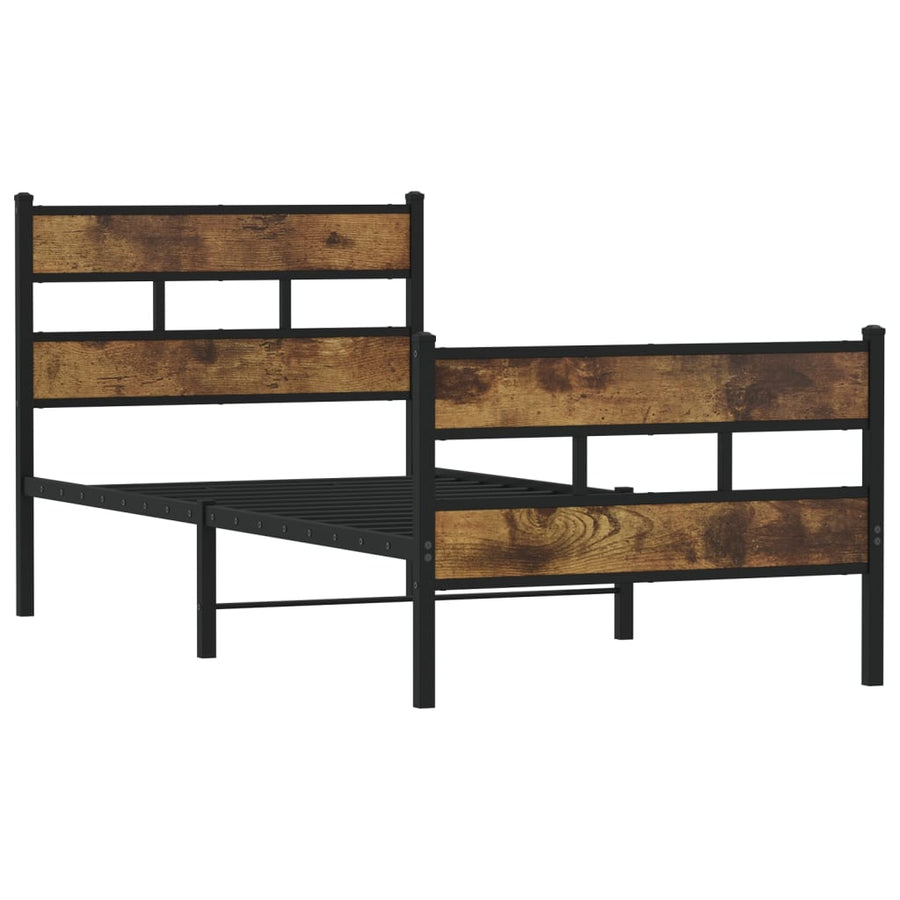 Bedframe zonder matras metaal gerookt eikenkleurig 80x200 cm