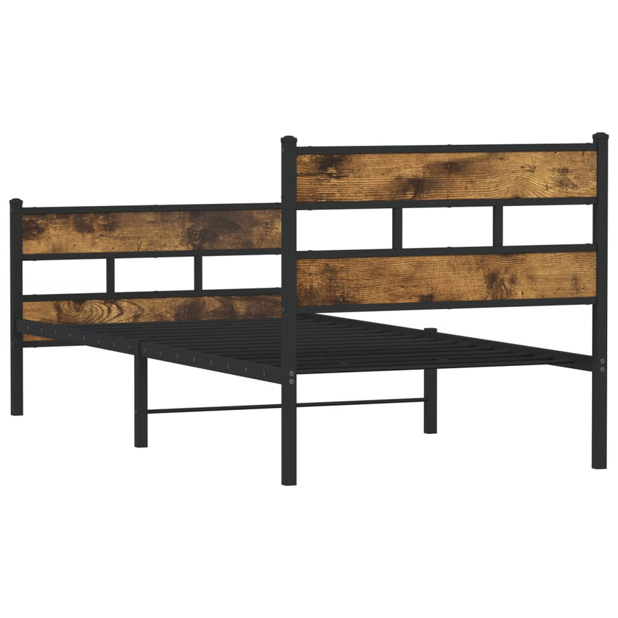 Bedframe zonder matras metaal gerookt eikenkleurig 80x200 cm