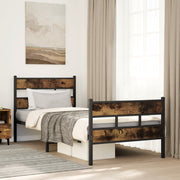 Bedframe metaal gerookt eiken 90x200 cm