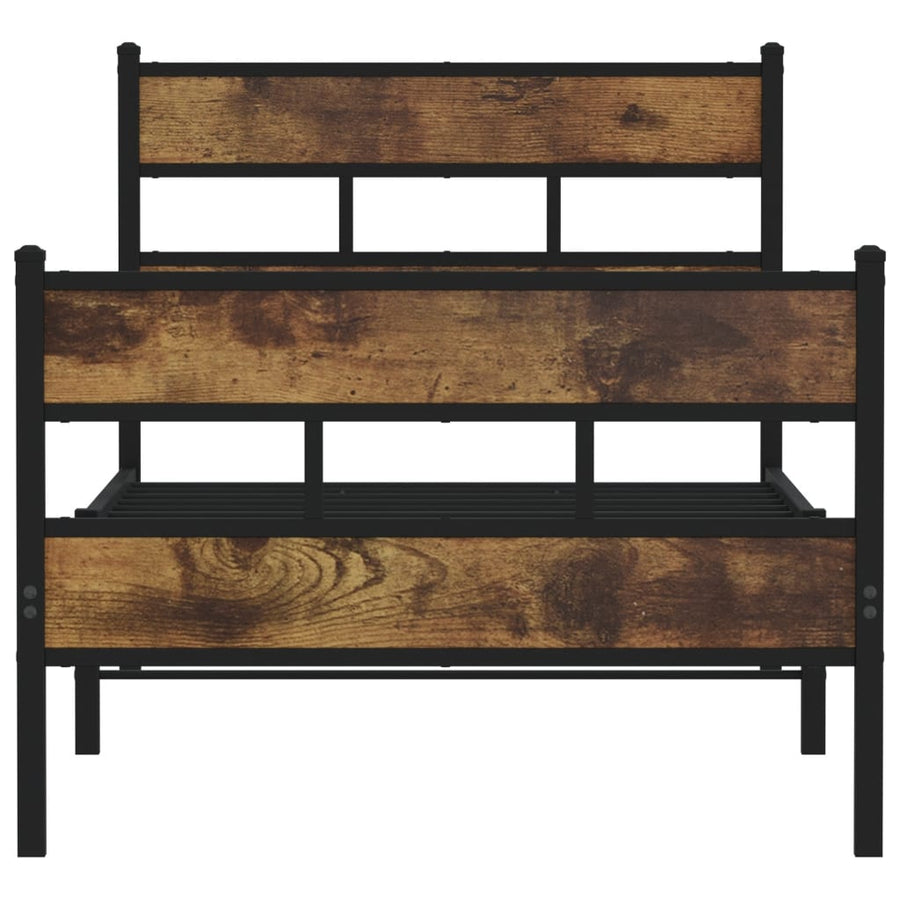 Bedframe zonder matras metaal gerookt eikenkleurig 107x203 cm