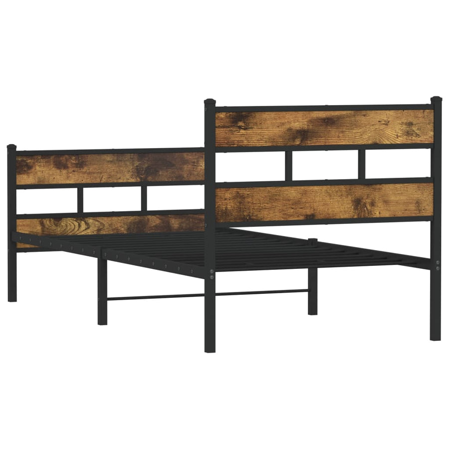 Bedframe zonder matras metaal gerookt eikenkleurig 107x203 cm
